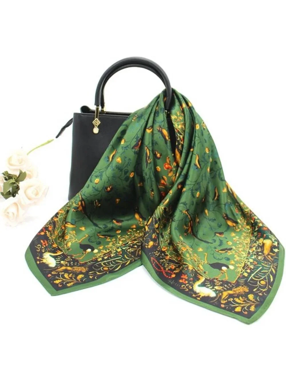 100% Silk Square Scarf for Hair - 25.6